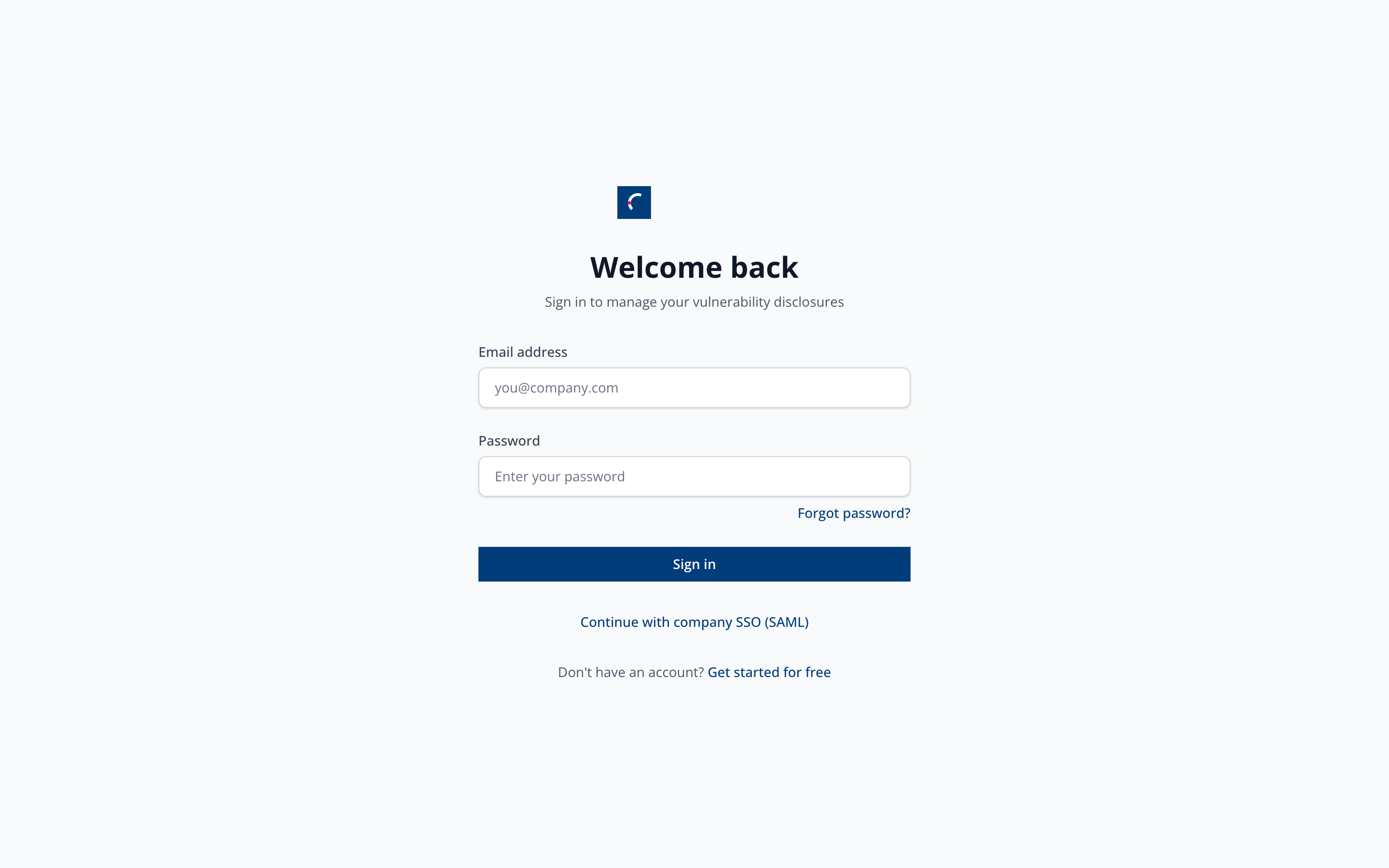 Login screen