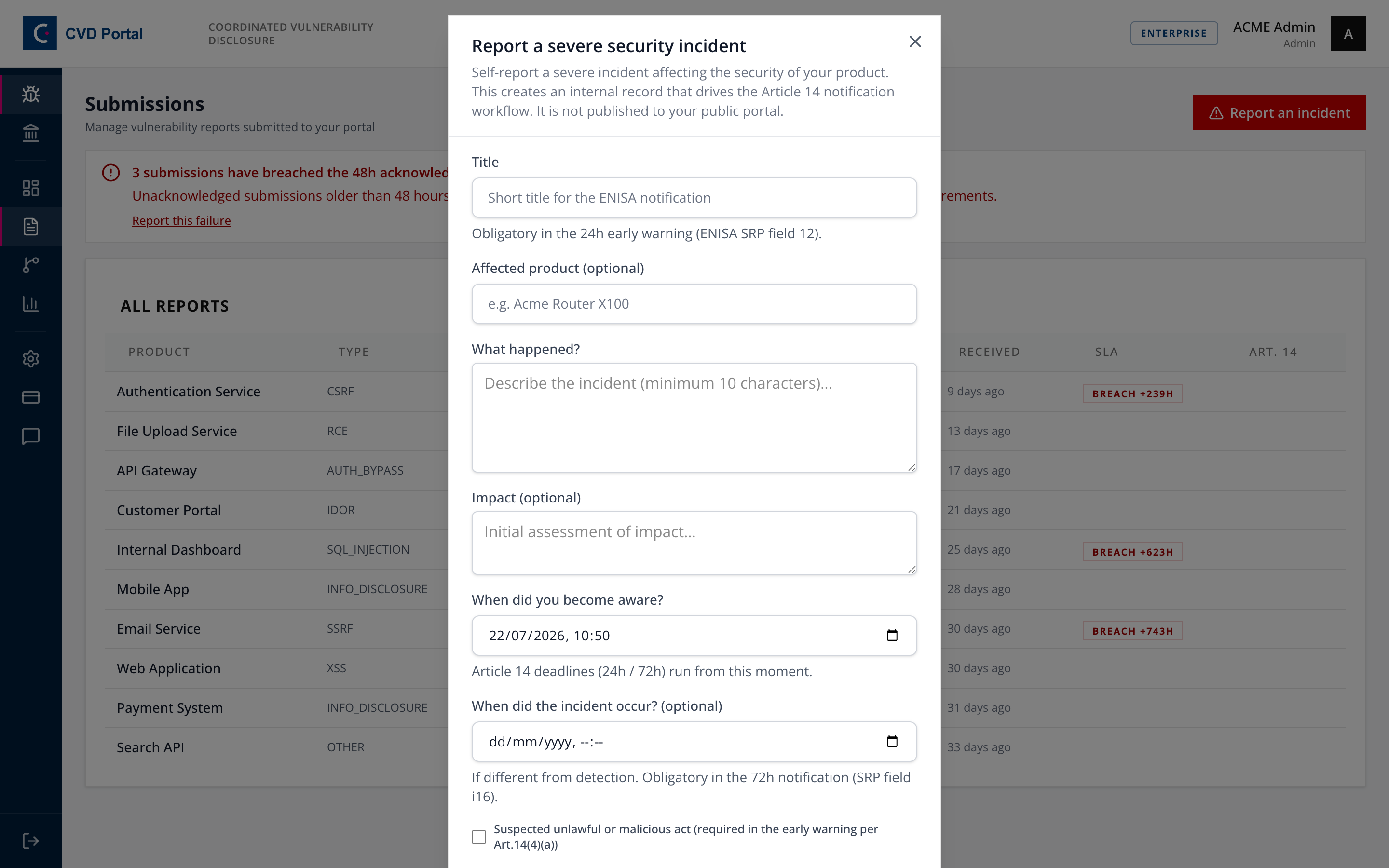 Report an incident