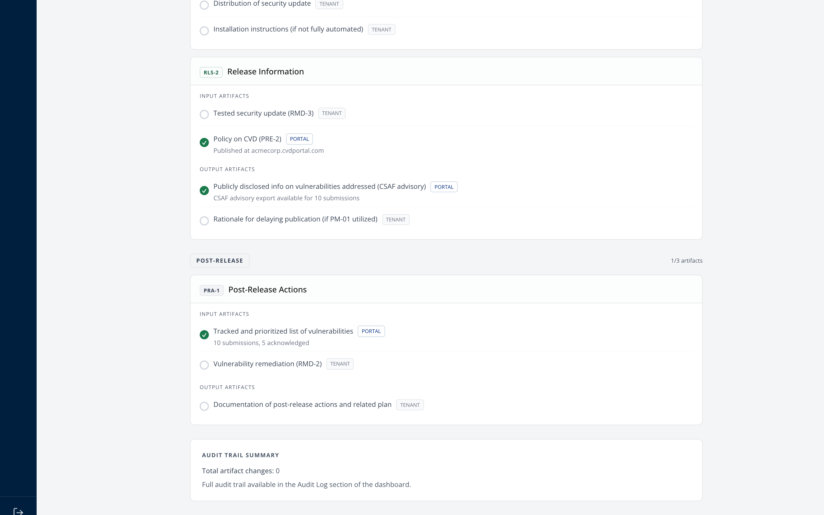 Audit trail summary