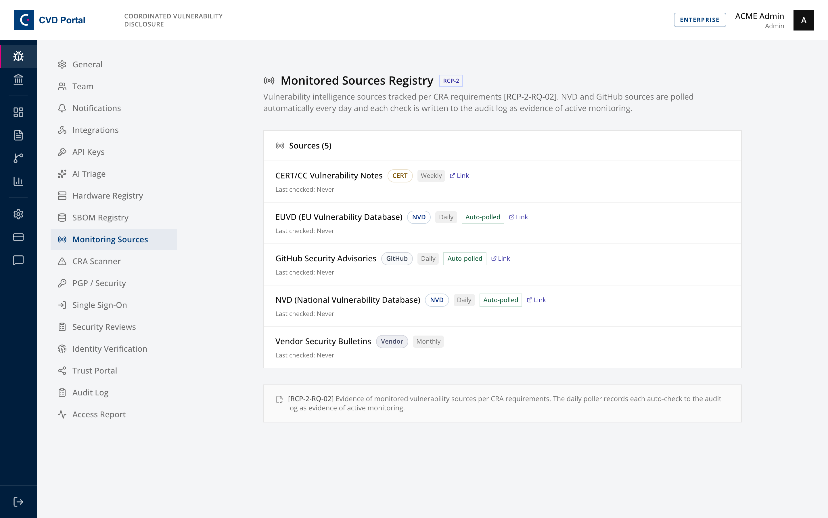 Monitoring sources