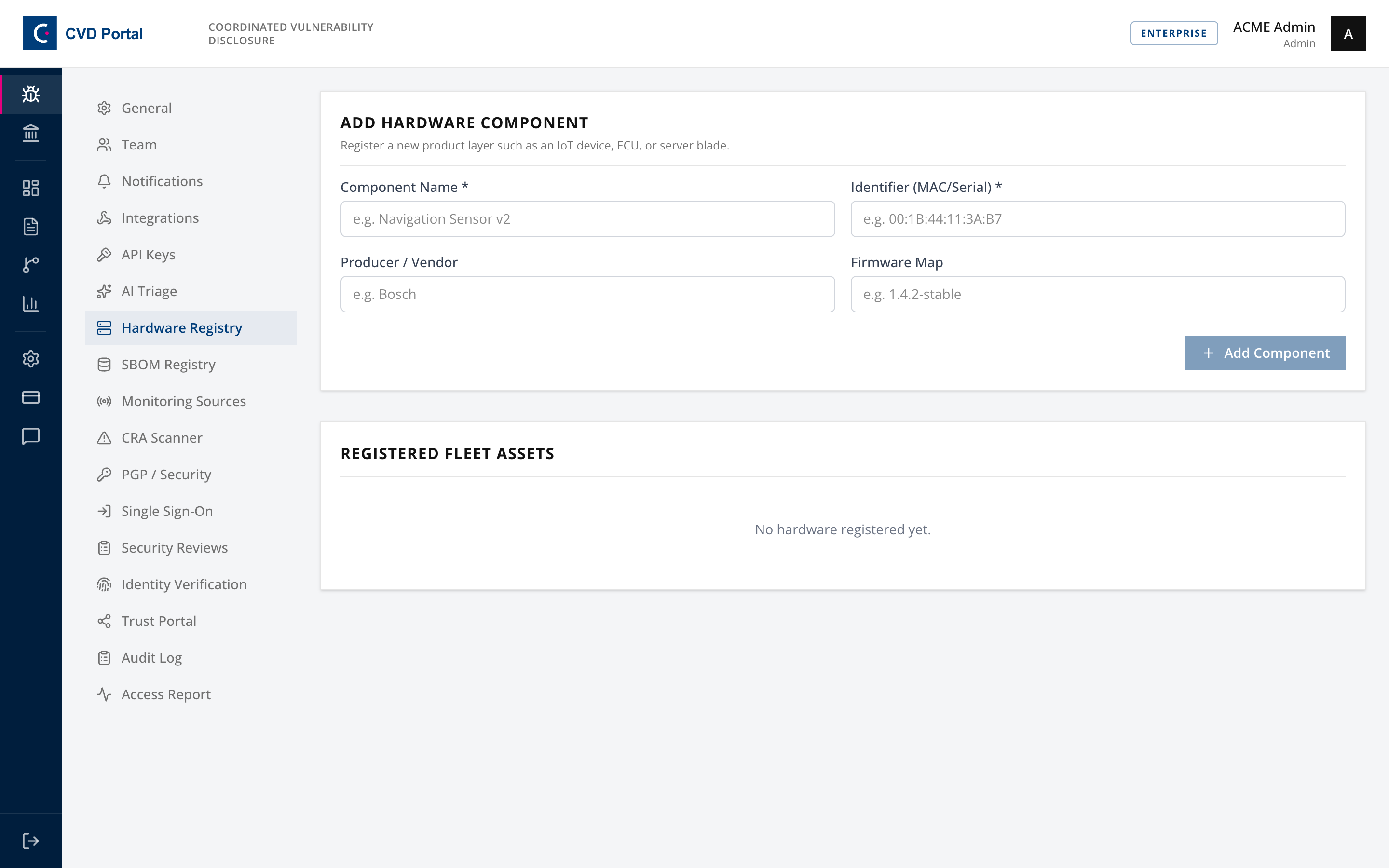 Hardware registry