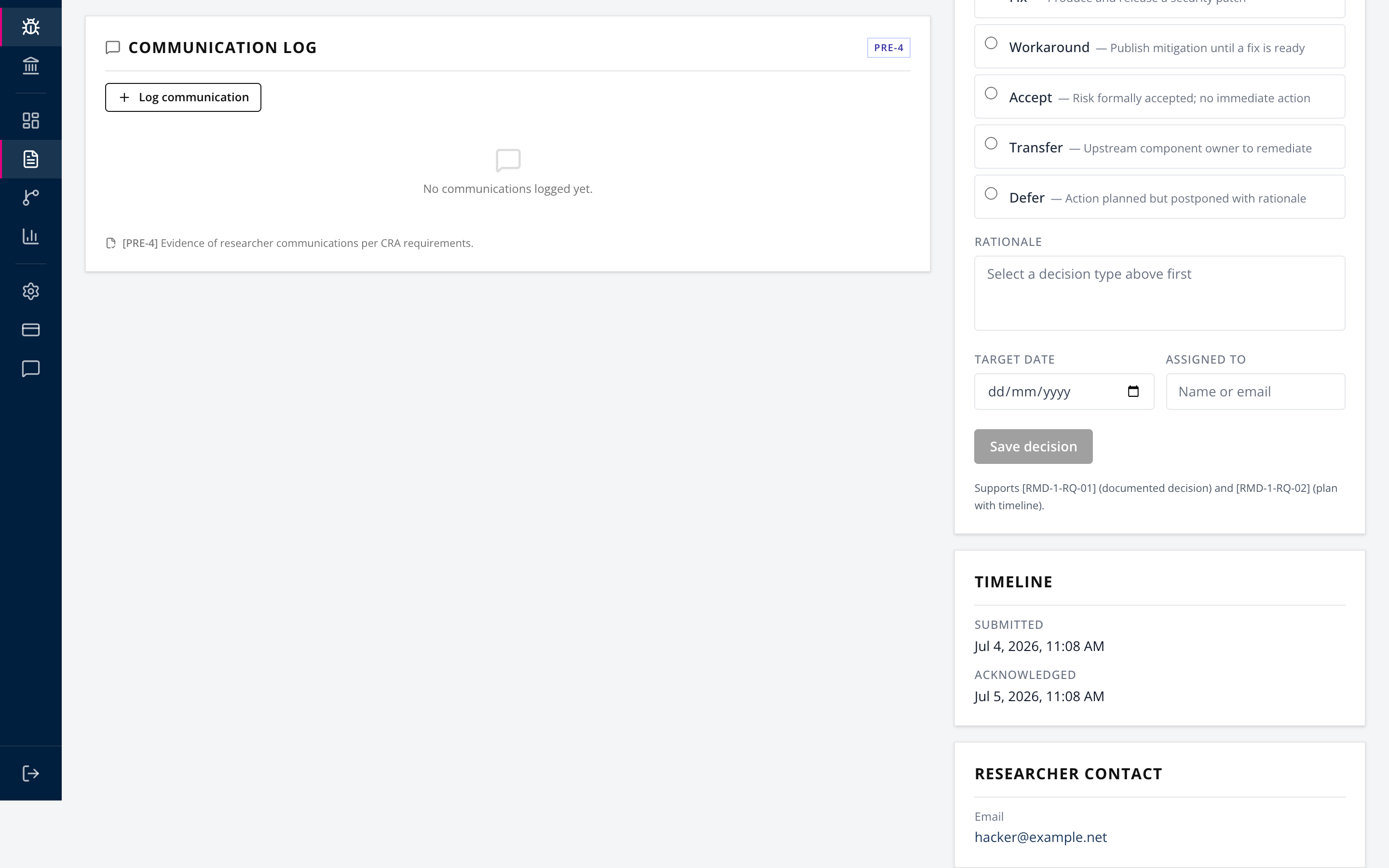 Communication log