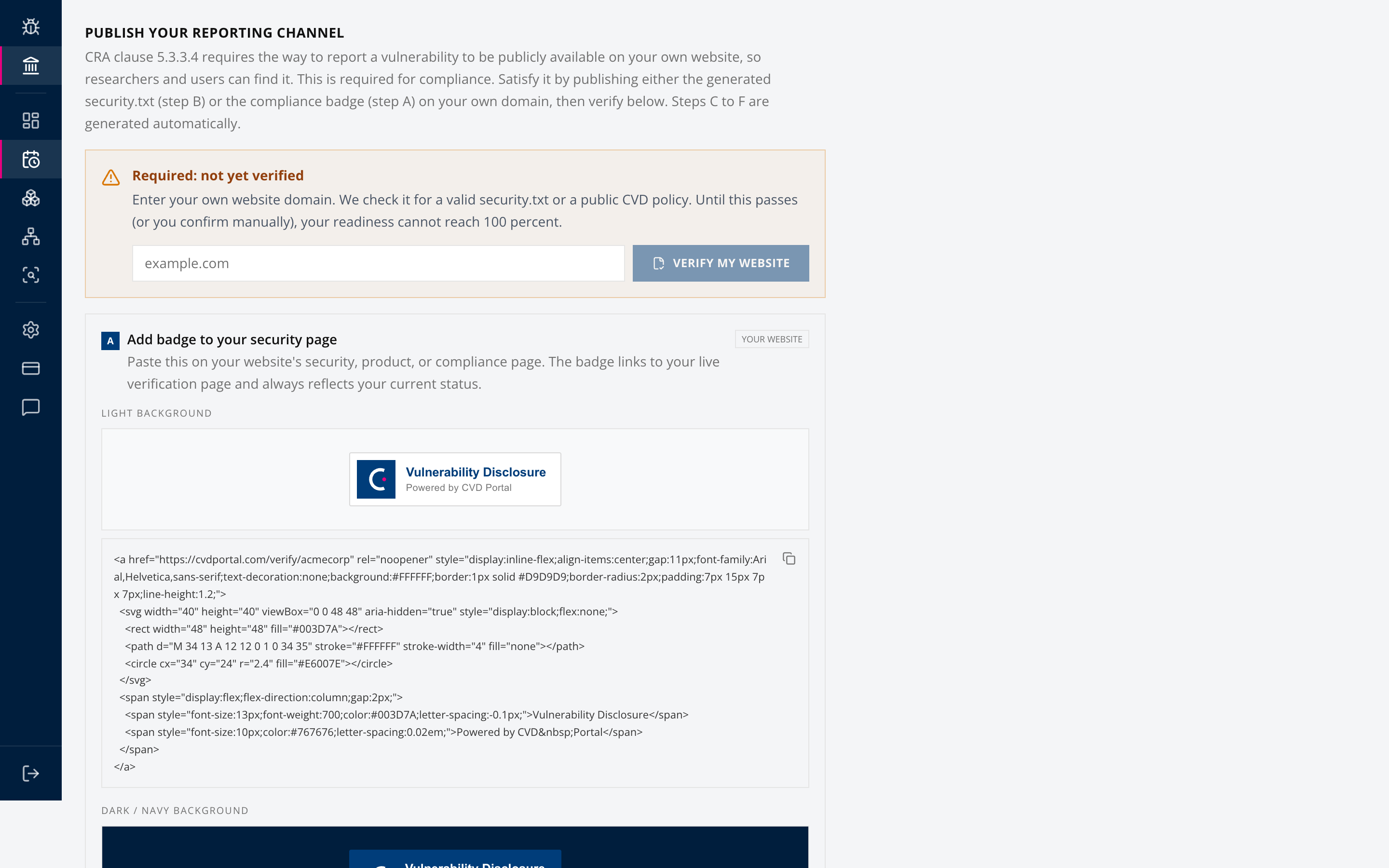 Publish your reporting channel