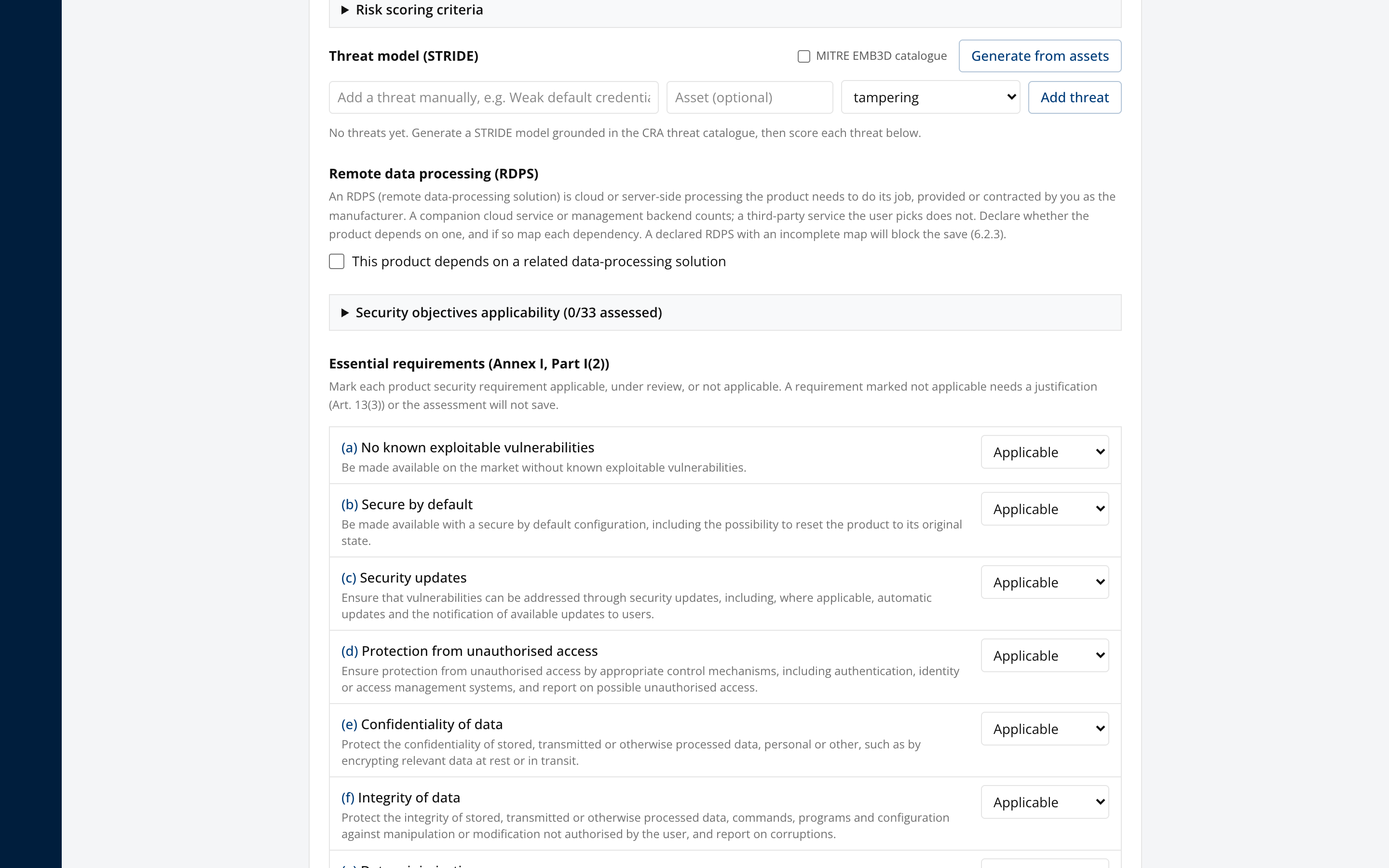 Annex I checklist
