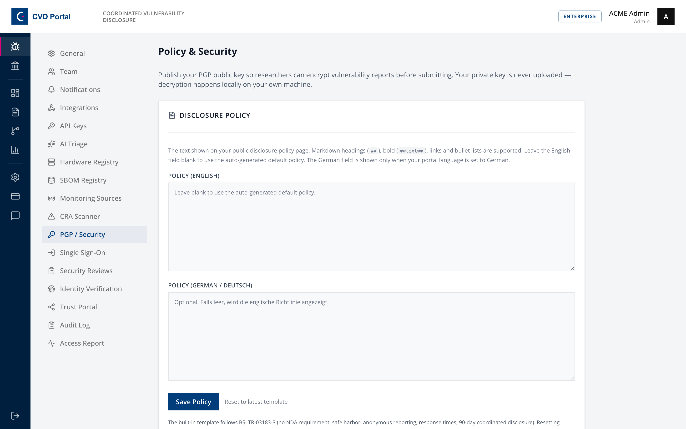 PGP and security settings